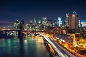 New York City, Long exposure, City lights, City, Brooklyn Bridge