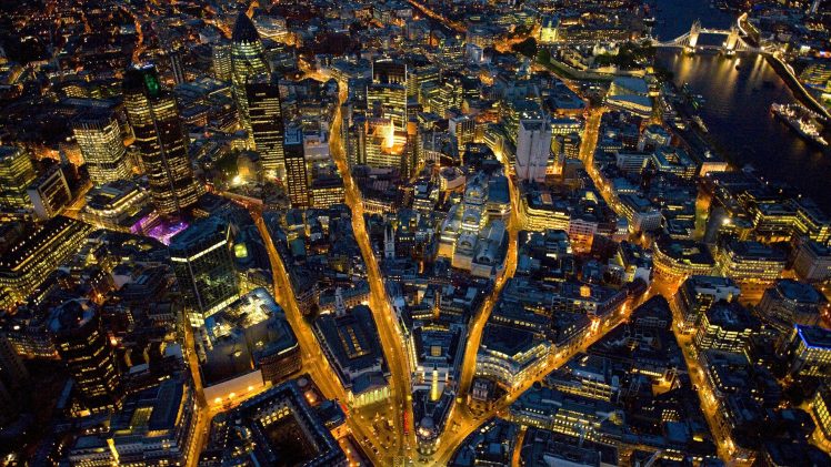 London, England, City, Cityscape, Road, City lights, Night HD Wallpaper Desktop Background
