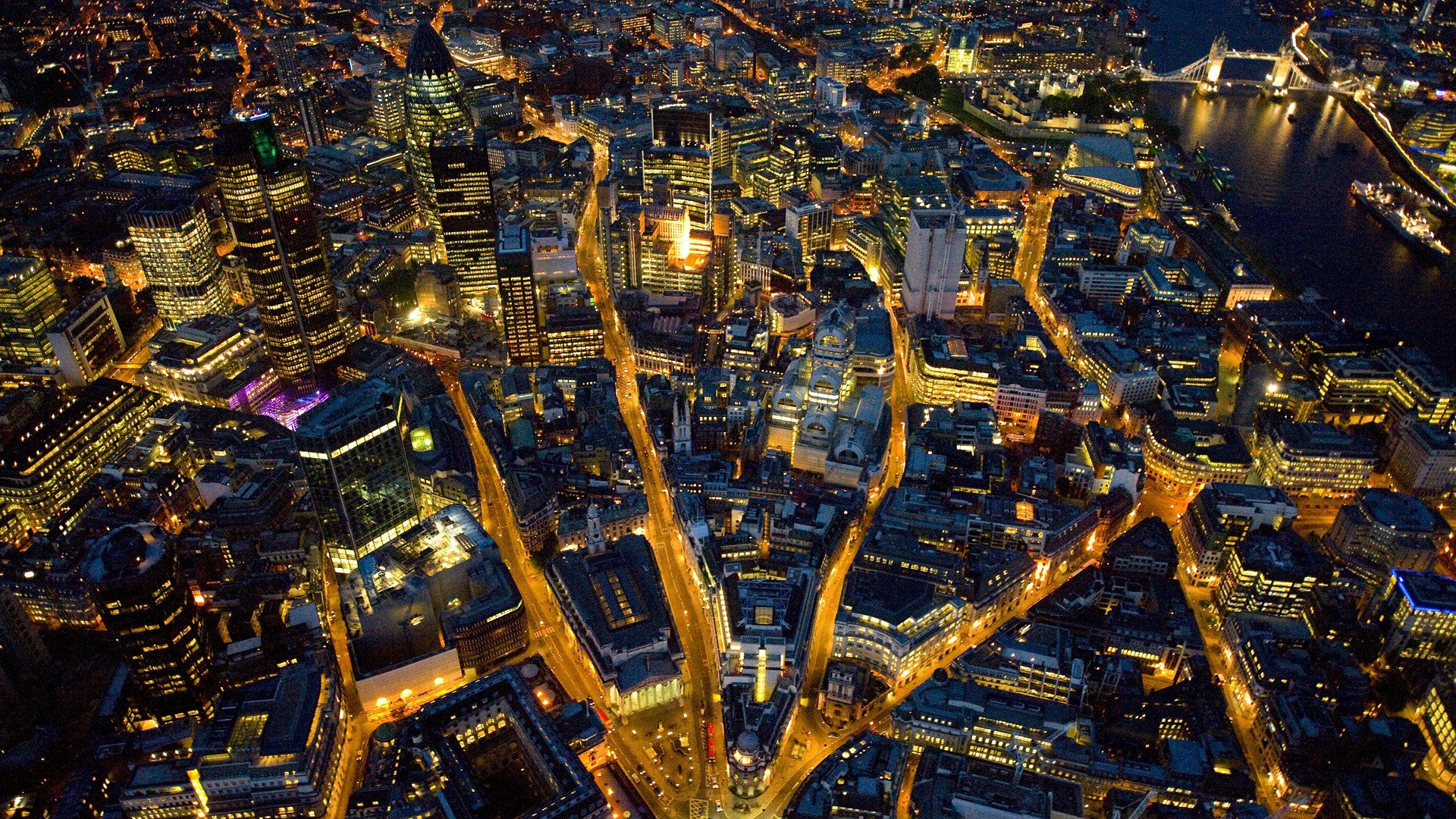 London, England, City, Cityscape, Road, City lights, Night Wallpaper