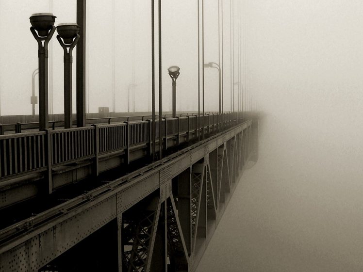 Golden Gate Bridge, Noir, Mist, Bridge, Monochrome HD Wallpaper Desktop Background