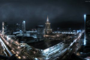 Warsaw, Night, City, Poland