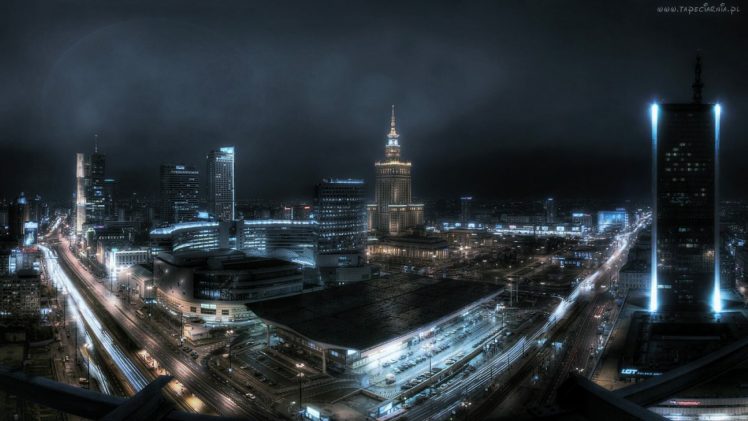 Warsaw, Night, City, Poland HD Wallpaper Desktop Background