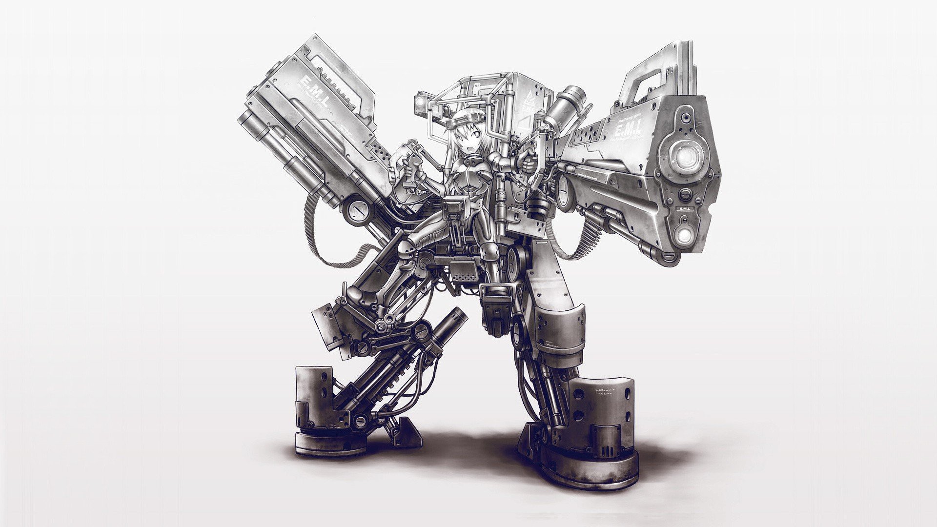 sketches, Monochrome, Steampunk Wallpaper