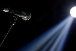black background, Microphones, Lights, Minimalism, Wire, Stages, Lens flare, Depth of field