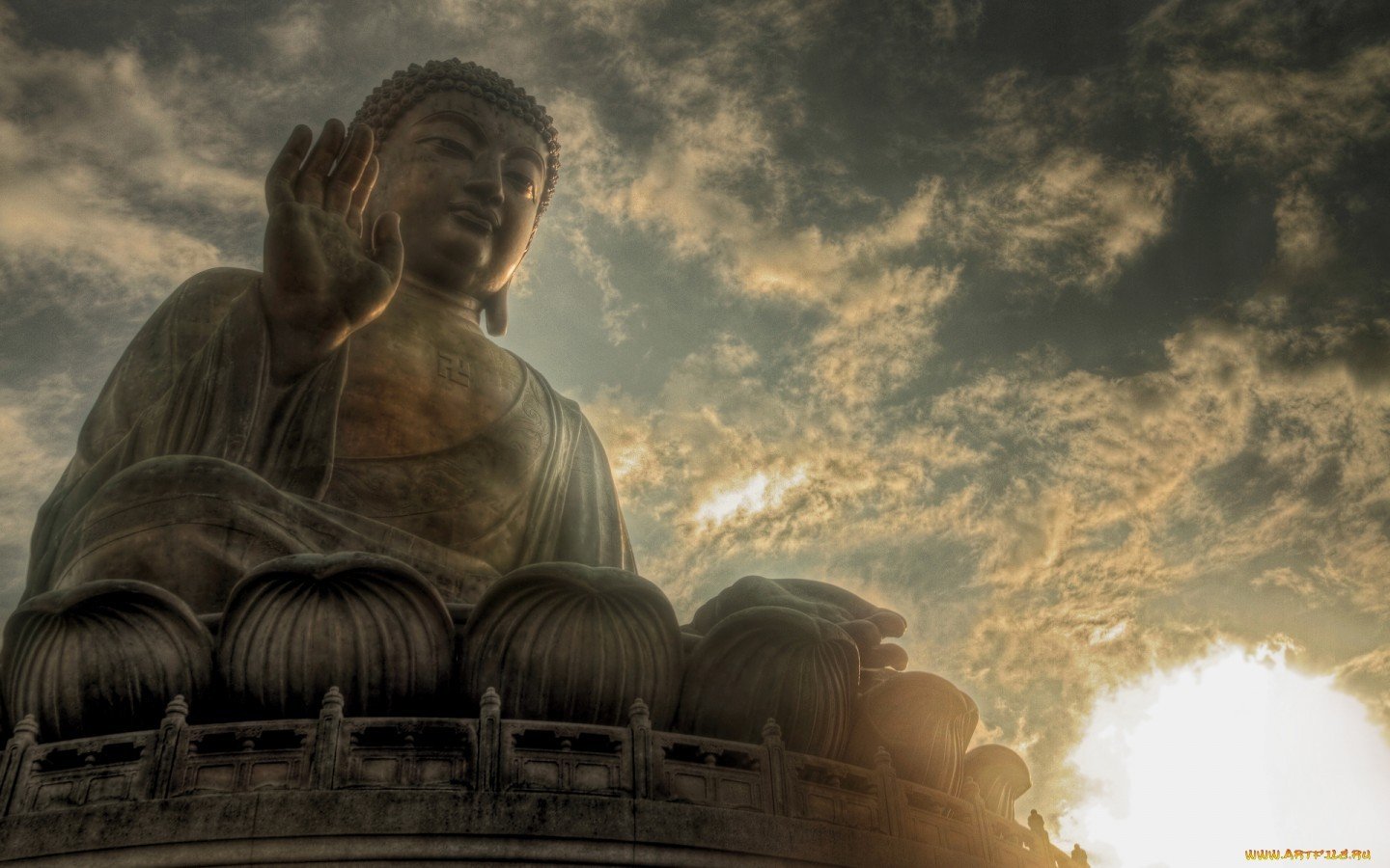 Buddha, Statue, Meditation, Religion, Evening Wallpaper