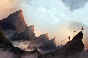 couple, Journey (game), Mountains, Mist
