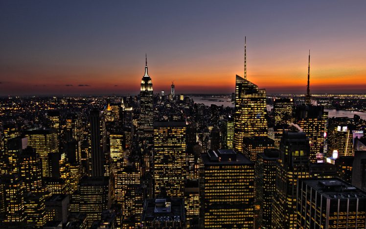 New York state, City, Lights HD Wallpaper Desktop Background