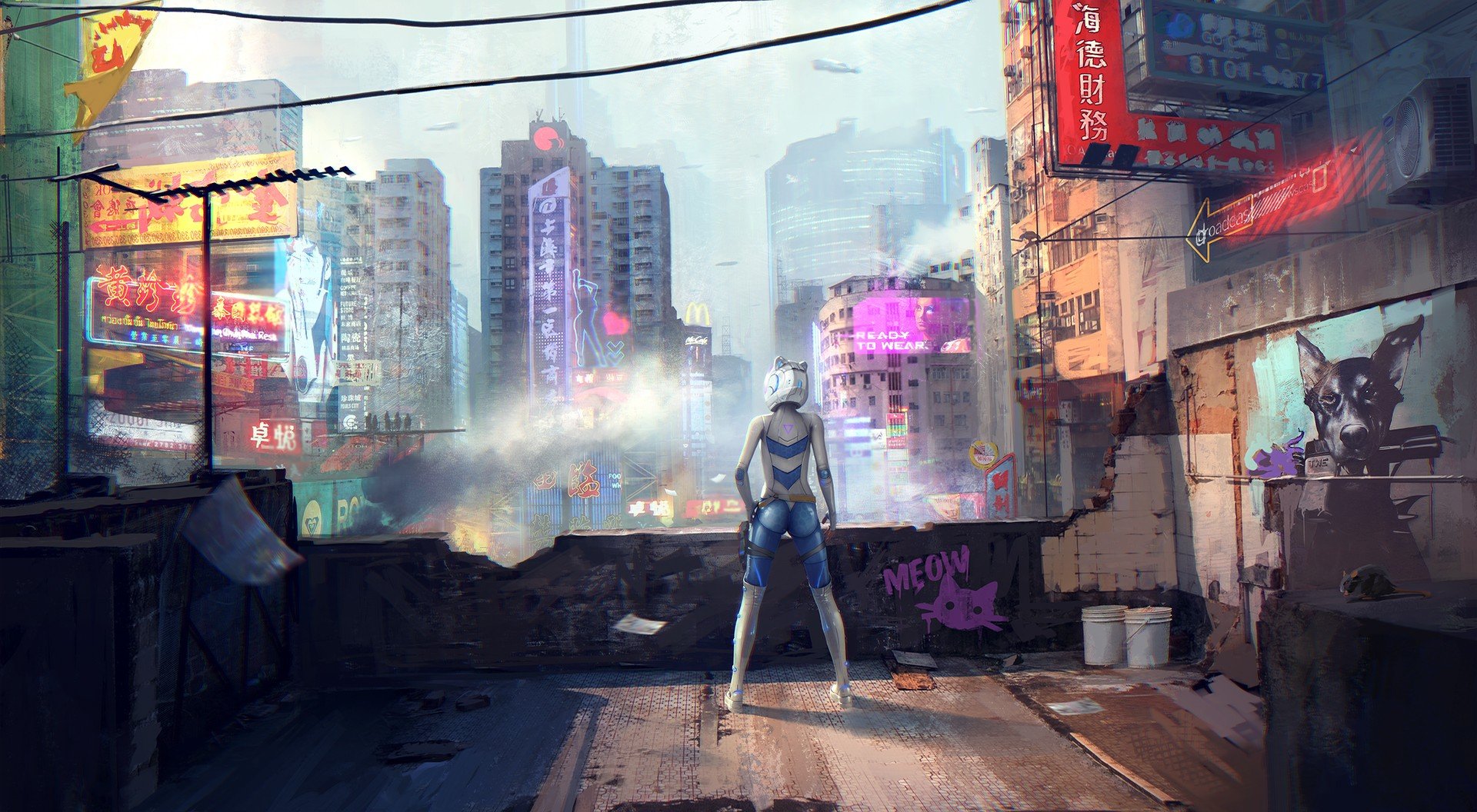 graffiti, Bodysuit, Helmet, Futuristic Wallpaper