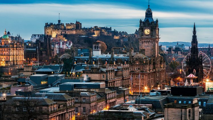 Edinburgh, Scotland, Building, Architecture, Clock tower, Castle, City, Cityscape, UK HD Wallpaper Desktop Background