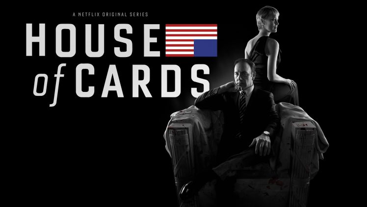 Frank Underwood, Kevin Spacey, Robin Wright, Claire Underwood, Sitting, Couple, House of Cards, American flag, Netflix, Black background, TV HD Wallpaper Desktop Background