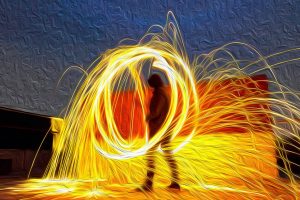 sparks, Painting, Bright, Fire