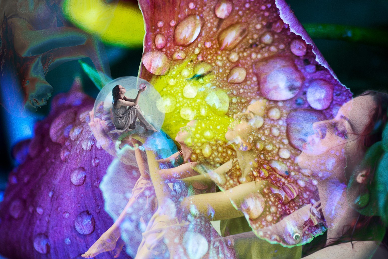 sitting, Colorful, Water, Water drops, Bubbles Wallpaper