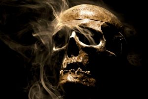 smoke, Skull, Artificial lights