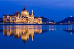 architecture, Budapest, Hungary, Old building, Capital, Cityscape, City, River, Water, Hungarian Parliament Building, Bridge, Old bridge, Chain Bridge, Reflection, Evening, Lights, Hills, Gothic architecture