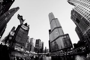 city, Chicago, Fisheye lens