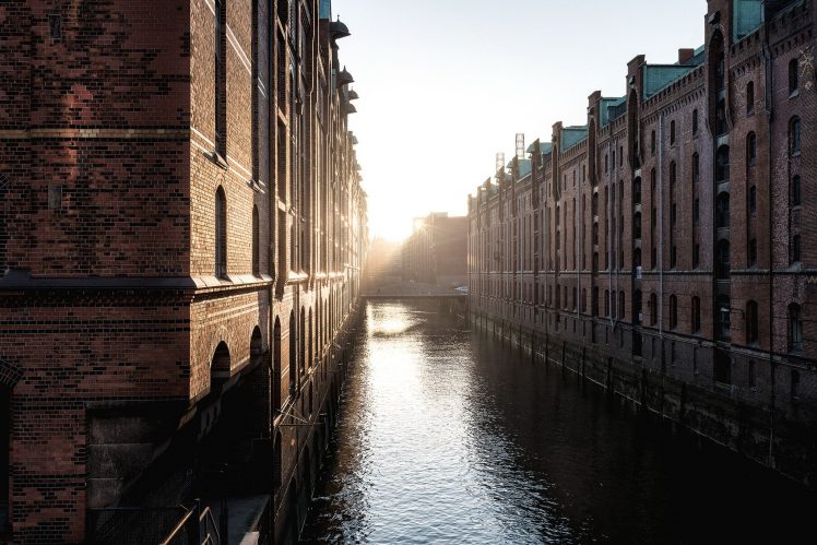 sunlight, Bricks, Building, Germany, Water, Hamburg, Speicherstadt HD Wallpaper Desktop Background
