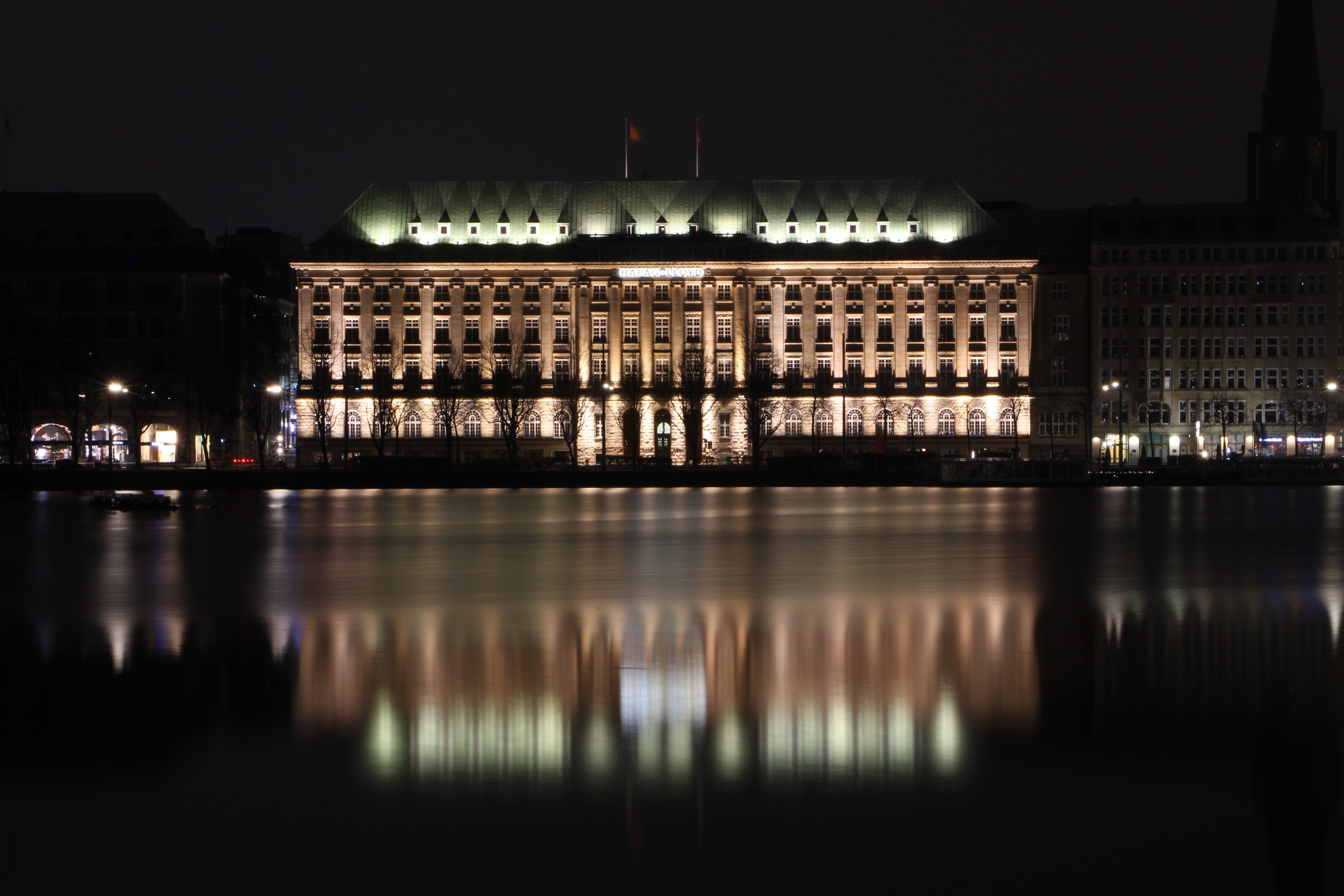 Hamburg, Night, Jungfernstieg Wallpaper