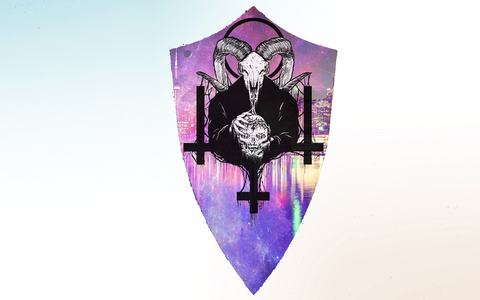 demon, Cross, Skull Wallpaper