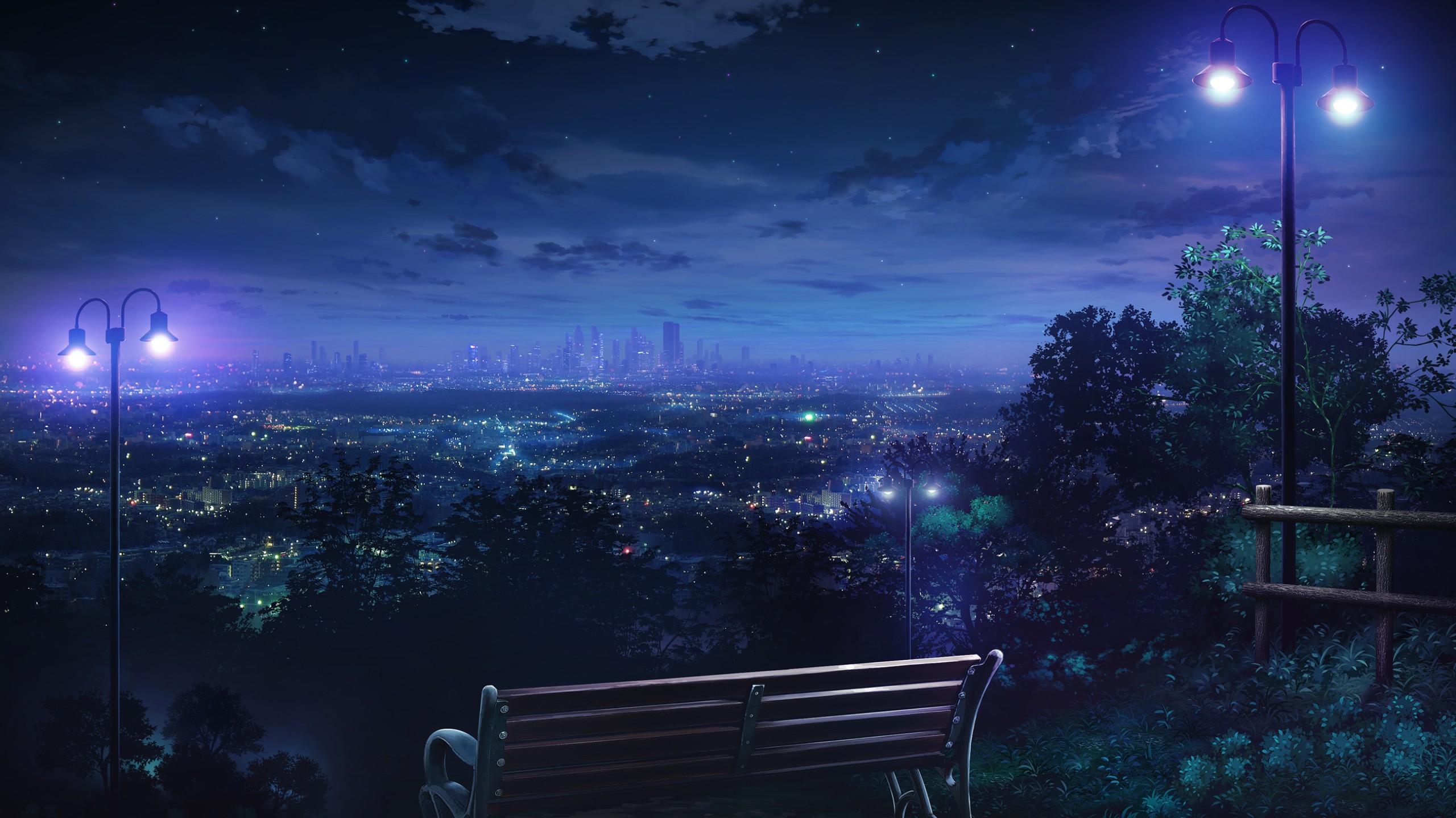 city, Lights, Stars Wallpaper