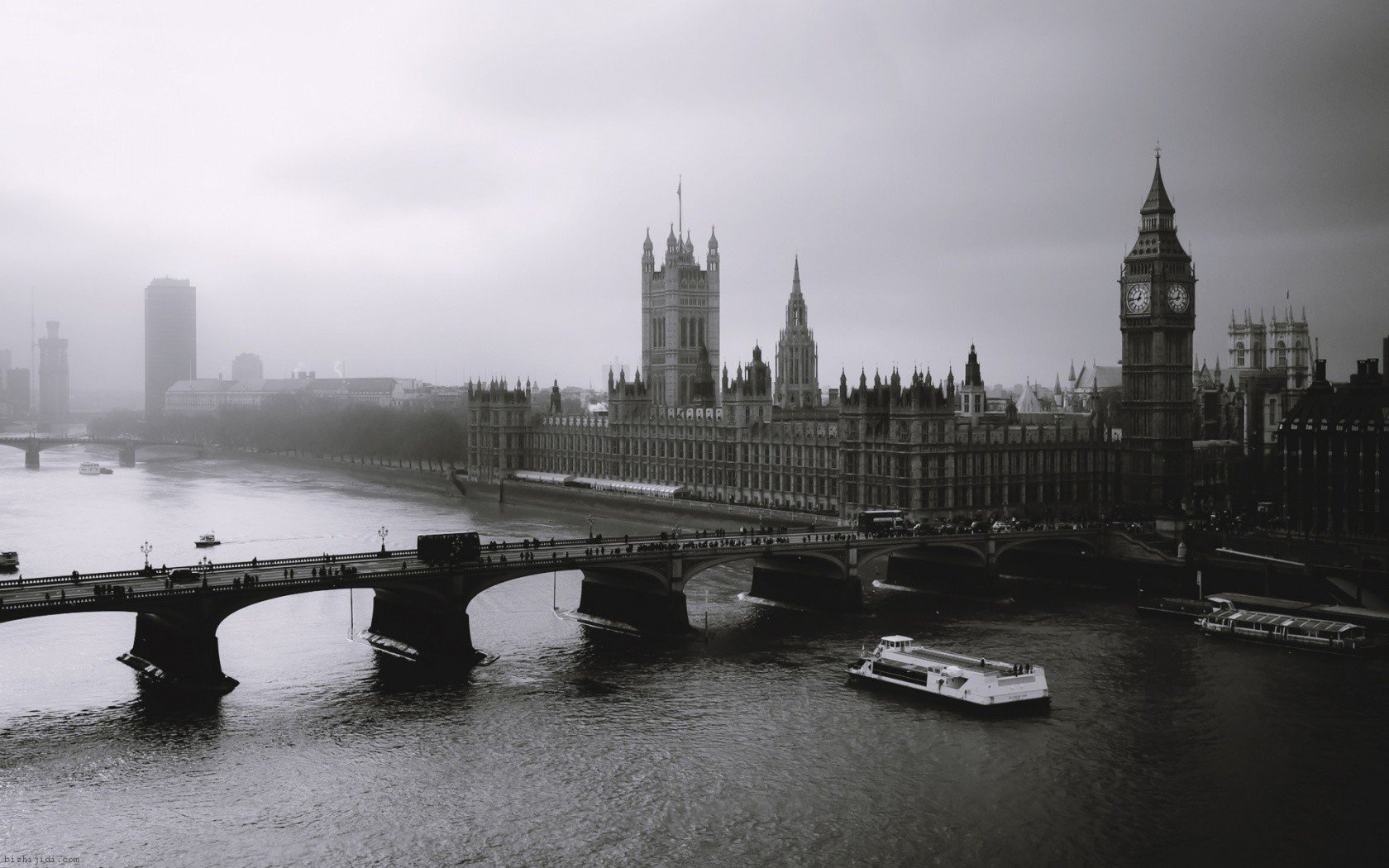 Westminster, London, River Thames, Big Ben, Monochrome, River, City, Cityscape Wallpaper
