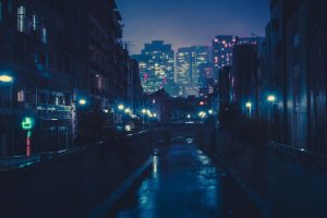 Japan, Night, Cityscape, Lantern, Asia