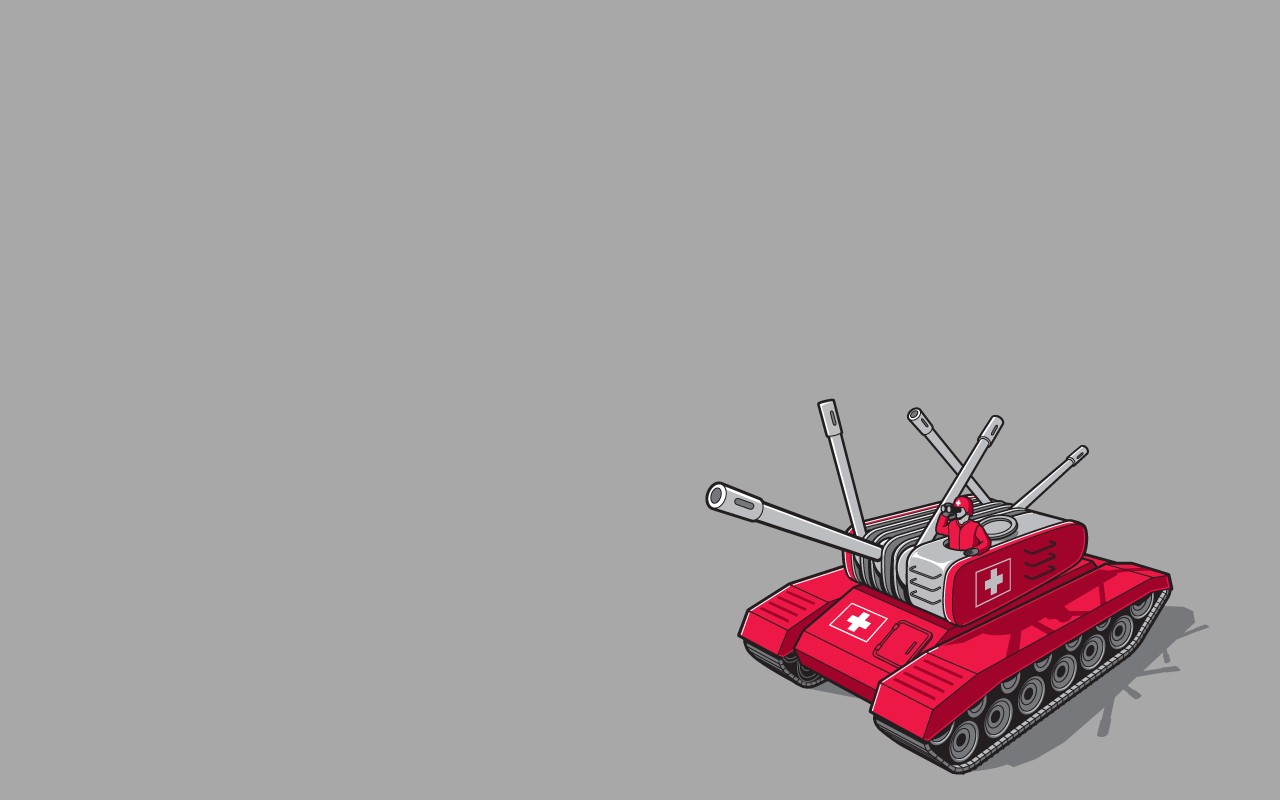 minimalism, Swiss flag, Humor, Tank Wallpaper