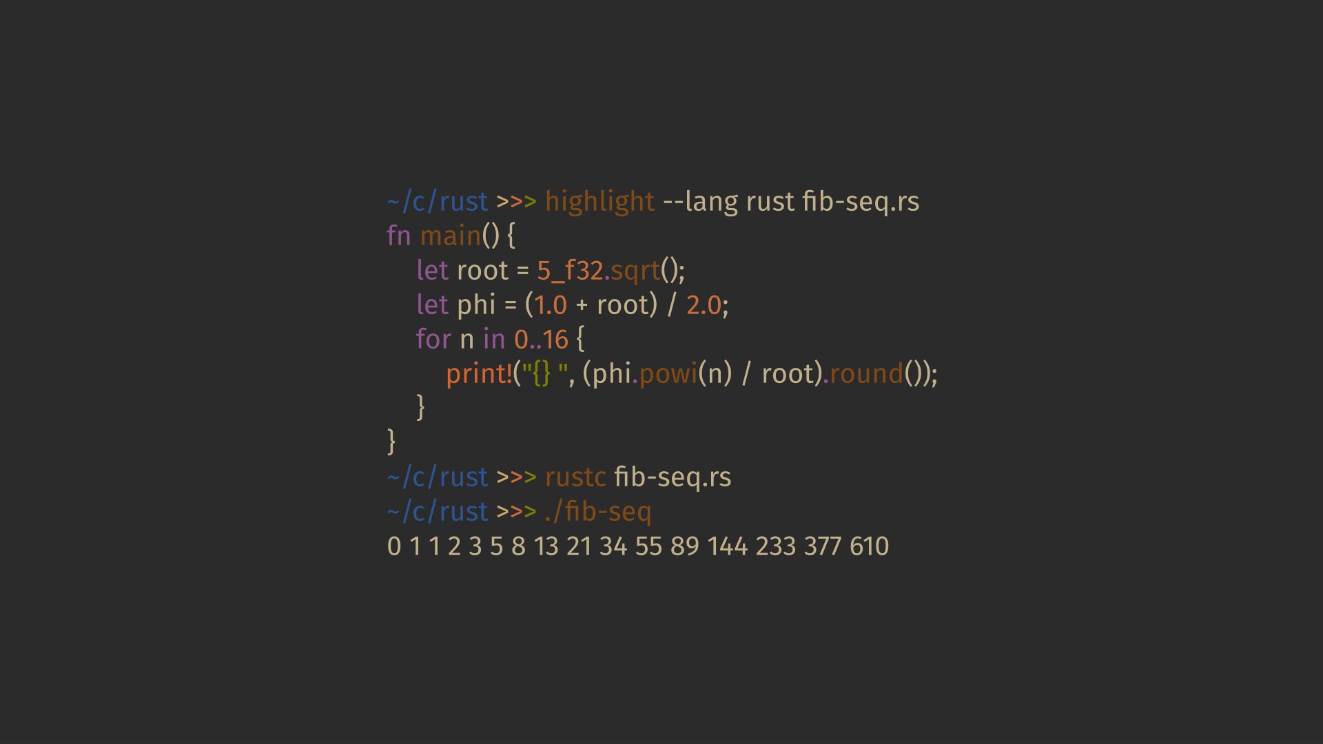 rust, Programming, Code, Fibonacci sequence, Syntax highlighting Wallpaper