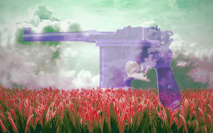 vaporwave, Mauser C96 HD Wallpaper Desktop Background