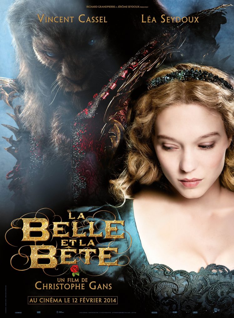 Léa Seydoux, Actress, Blonde, Blue eyes, Beauty and the Beast, La Belle et la Bête, Pink lipstick, Movie poster HD Wallpaper Desktop Background