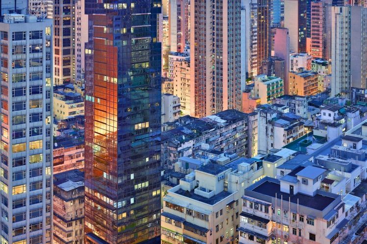 architecture, City, Cityscape, Building, Hong Kong, Skyscraper, Rooftops, Lights, Reflection, Window HD Wallpaper Desktop Background
