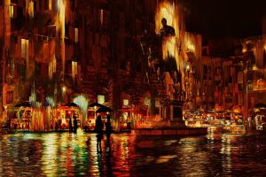 people, Architecture, City, Cityscape, Building, Photo manipulation, Florence, Italy, Street, Statue, Rain, Colorful, Distortion, Reflection, Lights, Silhouette, Umbrella