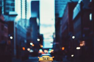 taxi, Bokeh, Cityscape