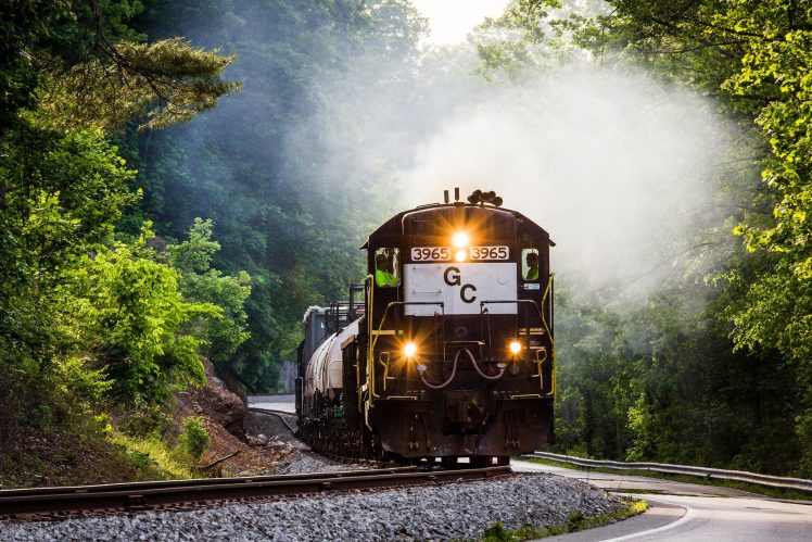 train, Railway, Diesel locomotive, Smoking, Trees HD Wallpaper Desktop Background