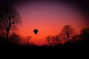 silhouette, Hot air balloons