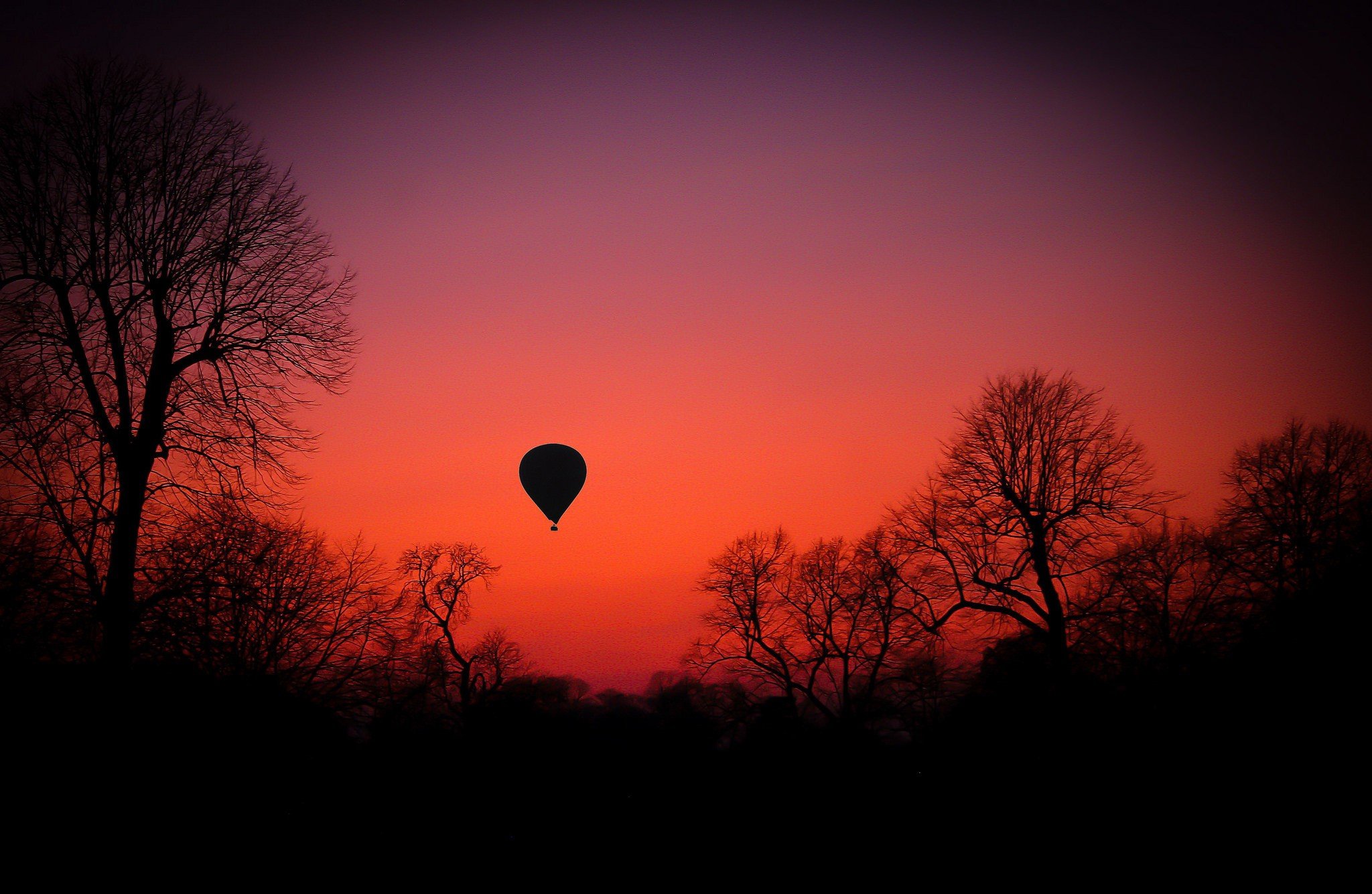 silhouette, Hot air balloons Wallpaper