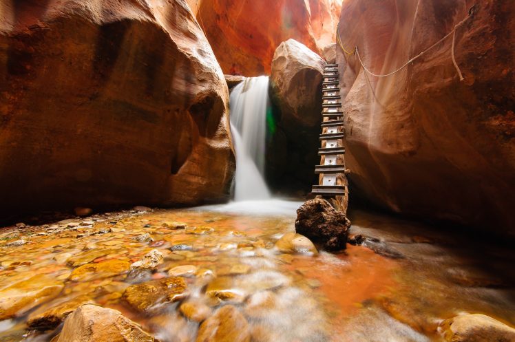 photography, Ladders, Fall, Water, Rocks, Grand Canyon HD Wallpaper Desktop Background
