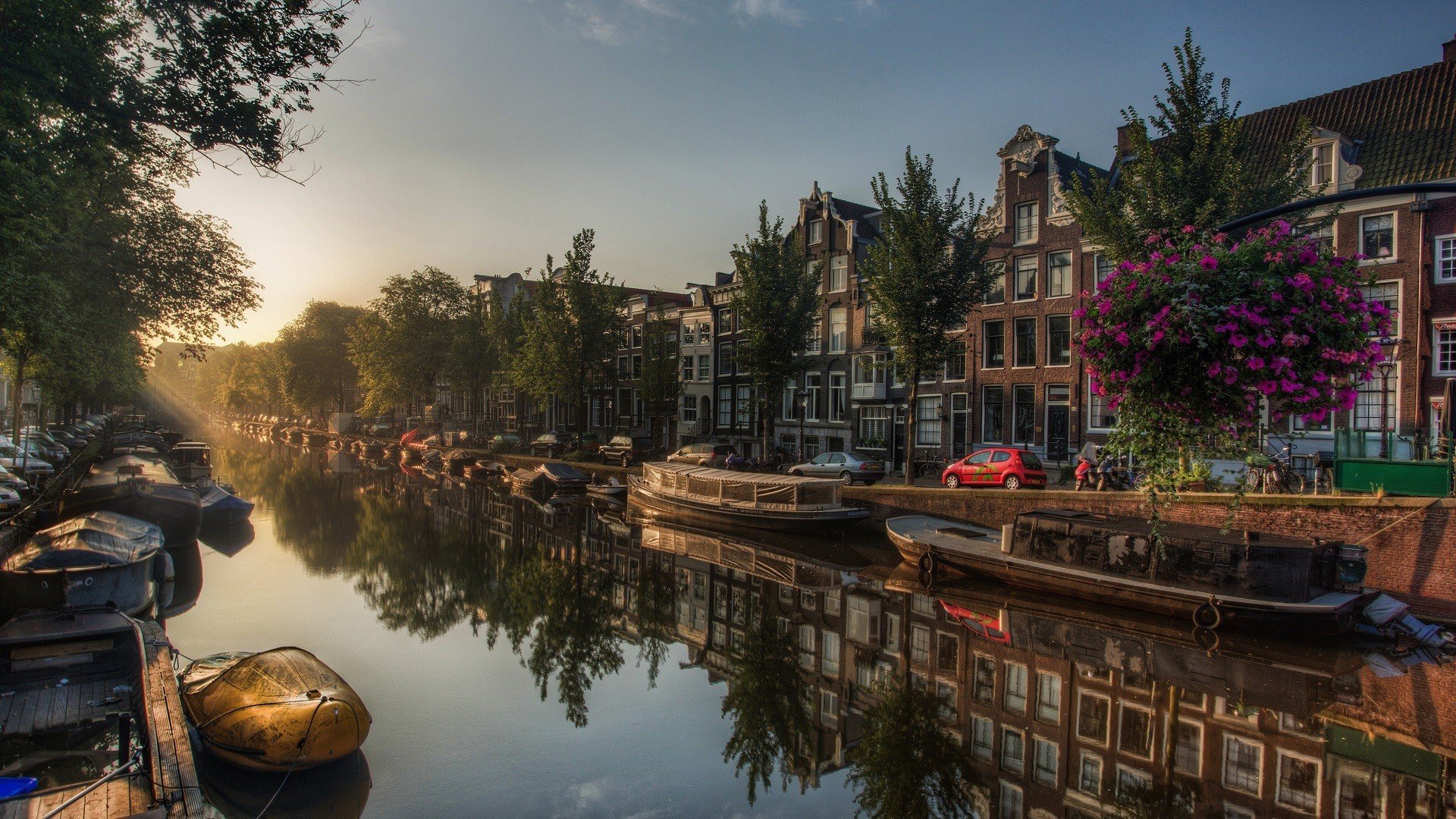 Amsterdam, Netherlands, River, City, Boat, Trees, Reflection, Water ...