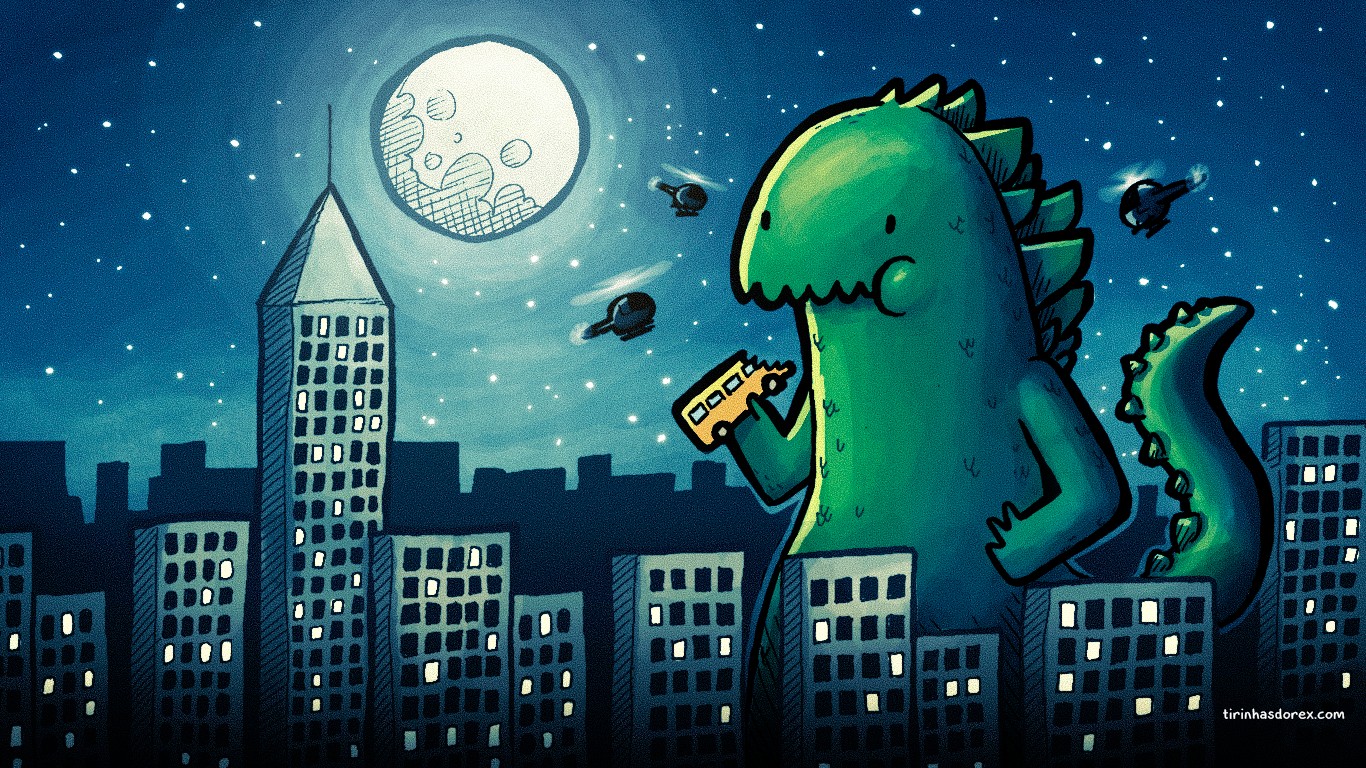 cartoon, Drawing, Godzilla Wallpaper