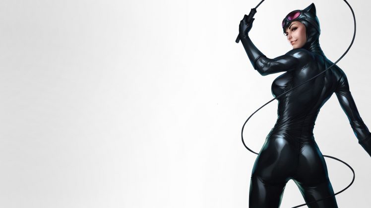 Stanley Lau, Catwoman, DC Comics, Simple background, Comics HD Wallpaper Desktop Background