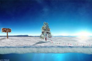 Santa Claus, North pole, Christmas, Christmas Tree