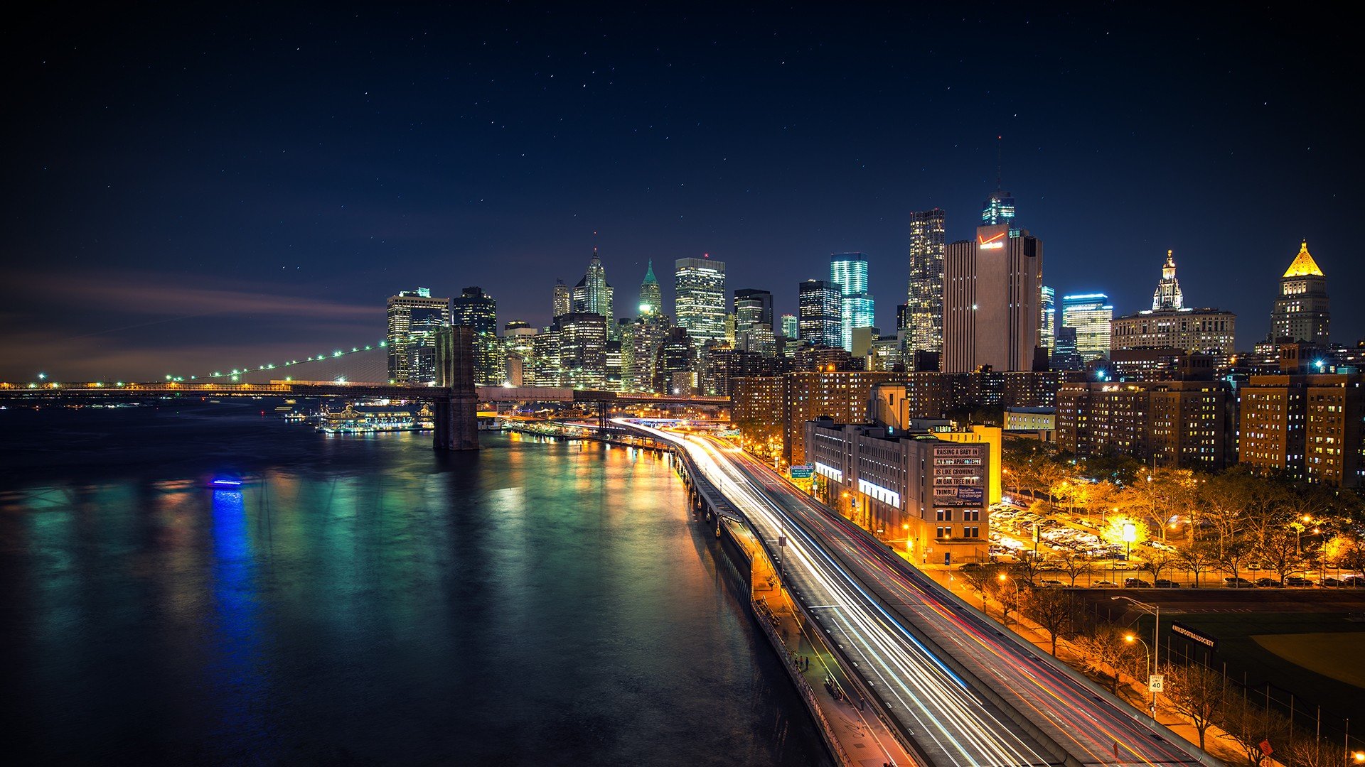 cityscape, City, Manhattan, Manhattan Bridge Wallpaper