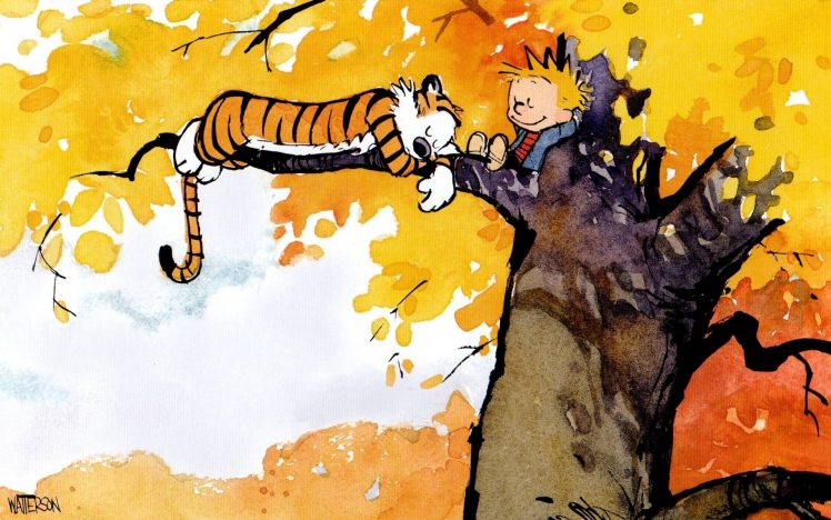 Calvin and Hobbes, Trees, Fall HD Wallpaper Desktop Background