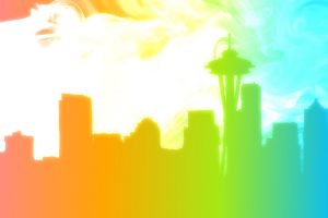 Seattle, Skyline, Silhouette, Rainbows, LGBT
