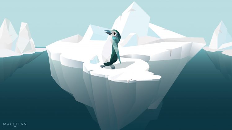 macellan, Penguins, Iceberg, Cold, Low poly HD Wallpaper Desktop Background