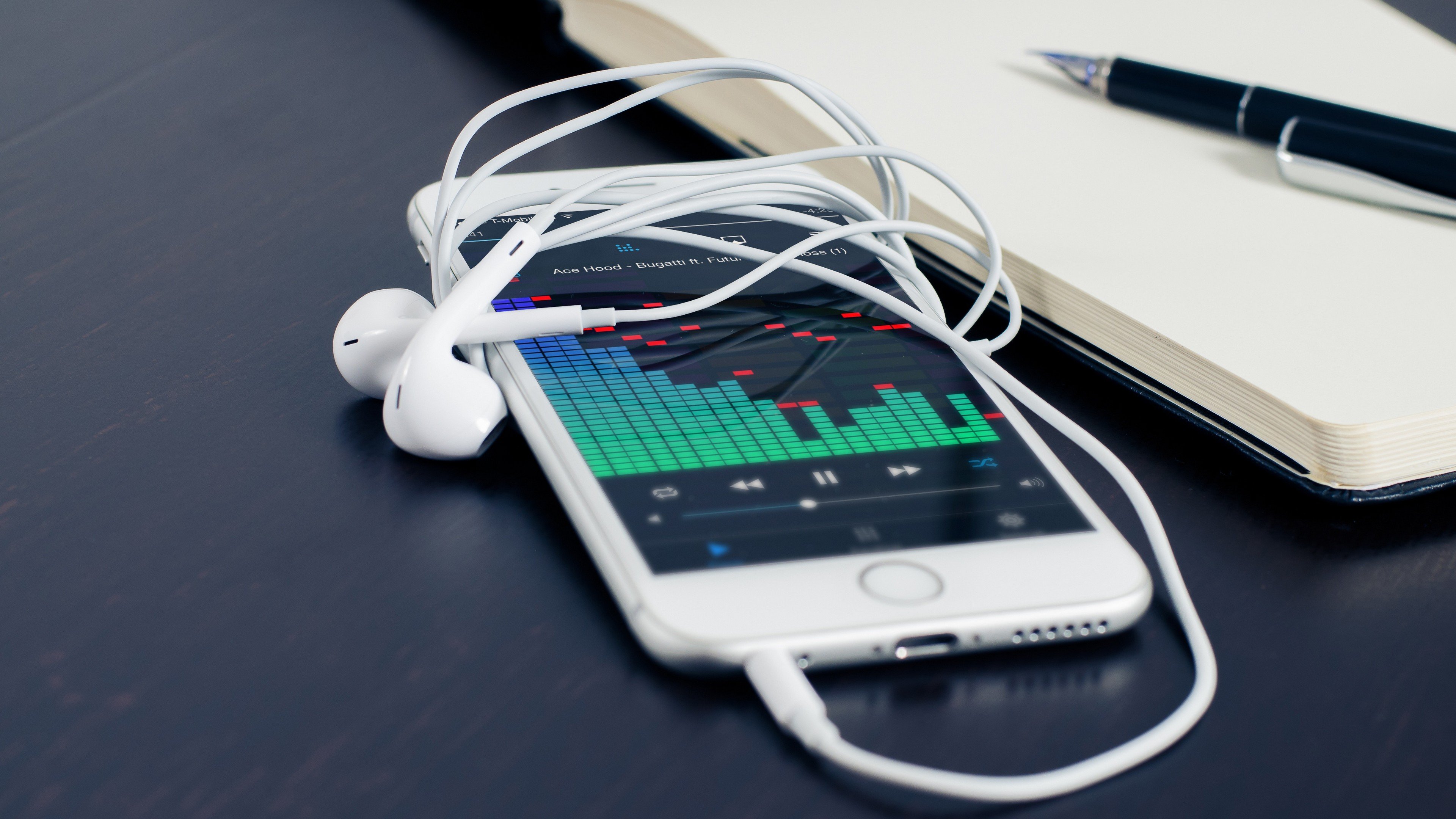 technology, Smartphone, Earphones, Music, Audio spectrum, Hip hop Wallpaper
