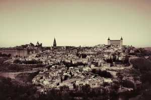 Toledo, City, Spain, Duotone photograph, Cityscape