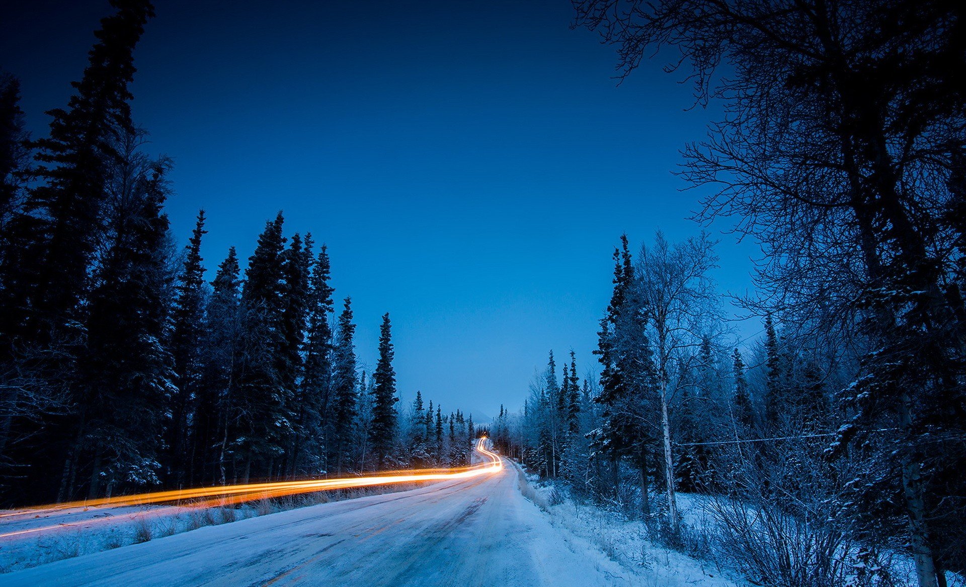 дорога зима вечер road winter evening скачать
