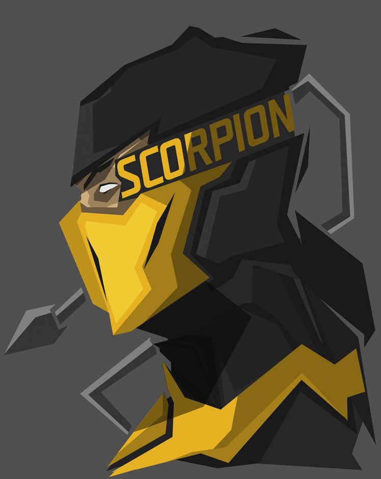 Scorpion (character), Mortal Kombat, Gray background HD Wallpaper Desktop Background