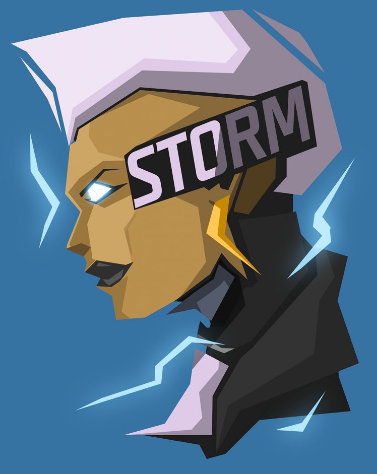 superhero, Storm (character), Marvel Comics, Blue background HD Wallpaper Desktop Background