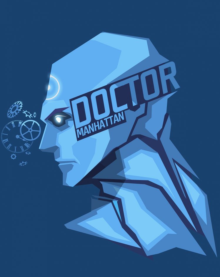Doctor Manhattan, DC Comics, Blue background HD Wallpaper Desktop Background